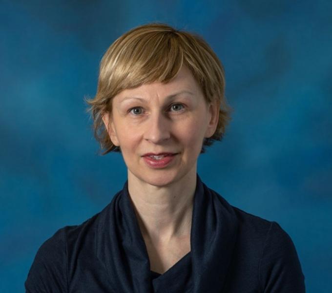 Portrait on blue background
