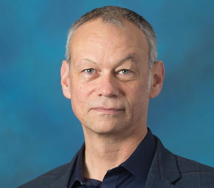 Portrait on blue background